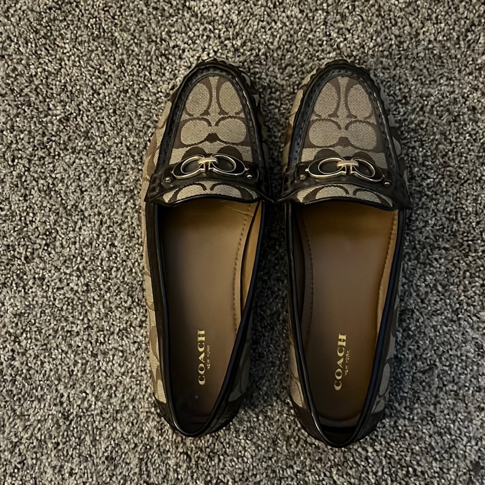 Brown Coach Monogram Loafers